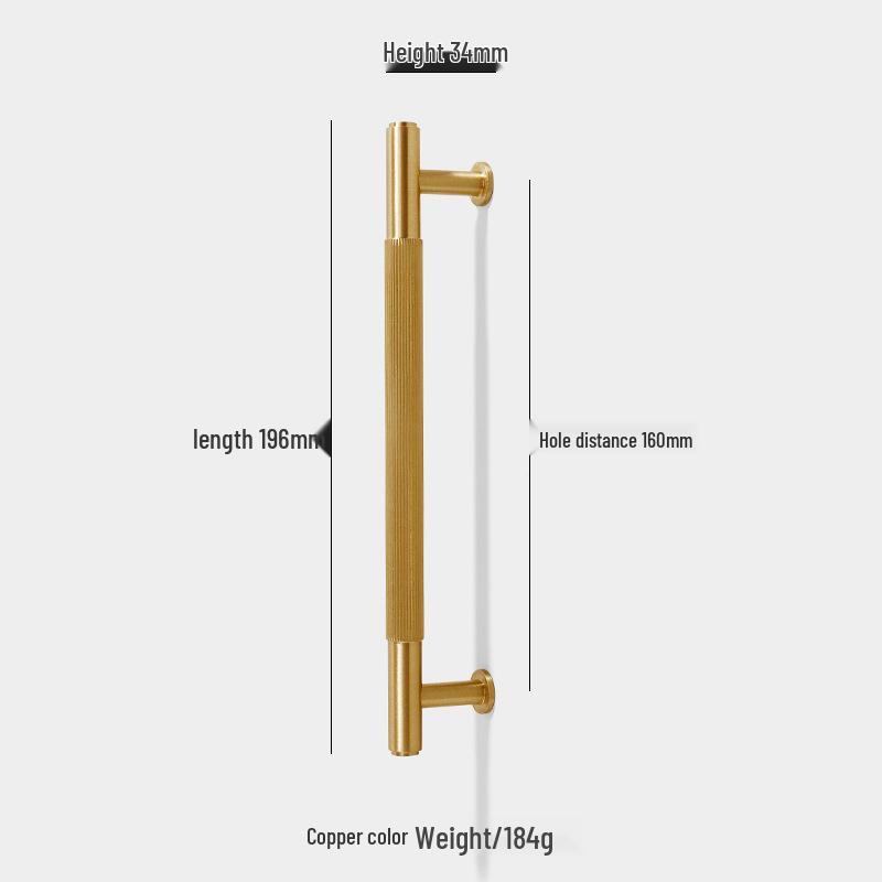 French Style Brass Cabinet Handle with Line Pattern for Wardrobe, Closet, and Drawer