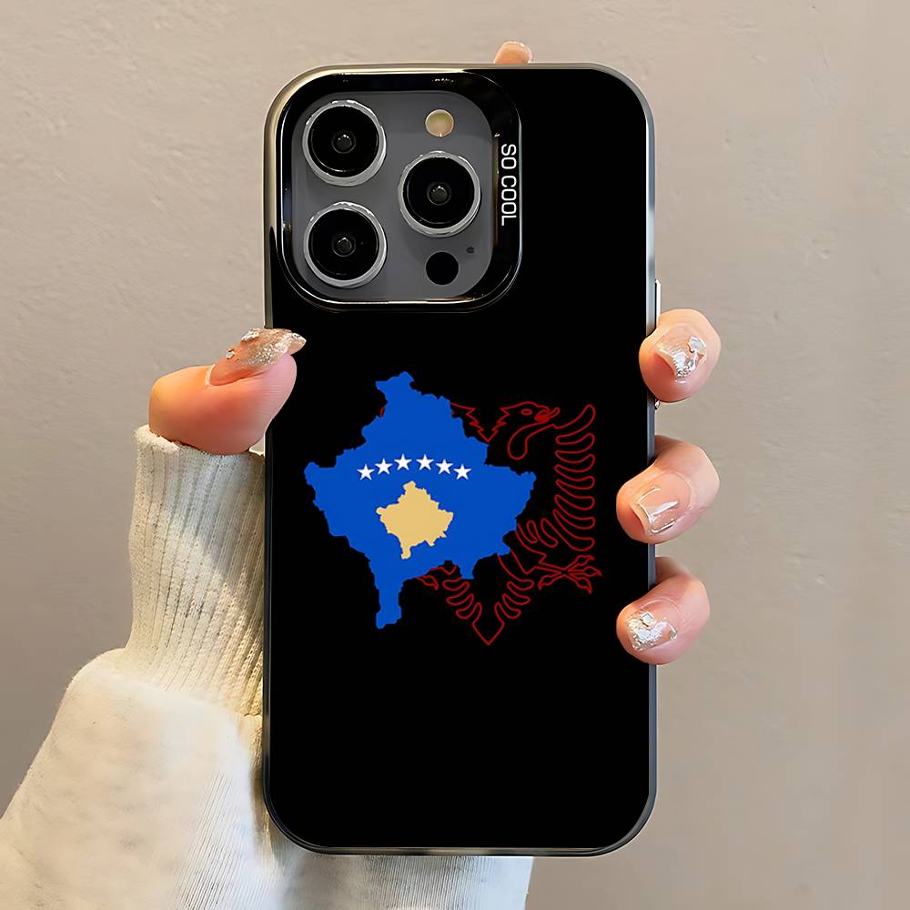 

Kosovo Flag Map Phone Case For iPhone 16,15,14,13,12,11,Pro,Max,Plus,Mini,SE Anti Fall Black Matte Hard Bumper iPhone11PRO