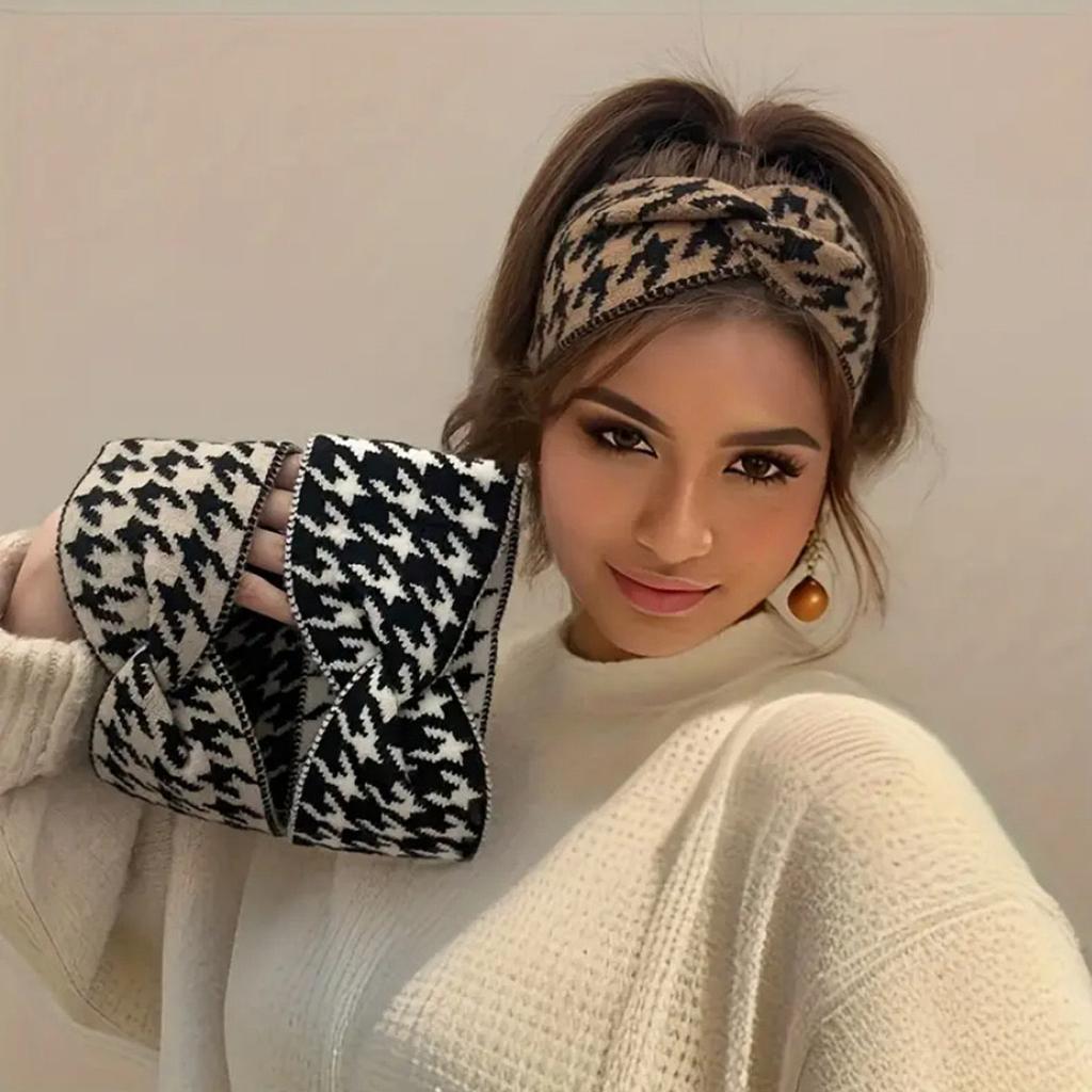 5PCS/3PCS Set Knitted Thousand Bird Fashion Women's Headbands Retro Warm High Elasticity Hairband Hair Accessoires