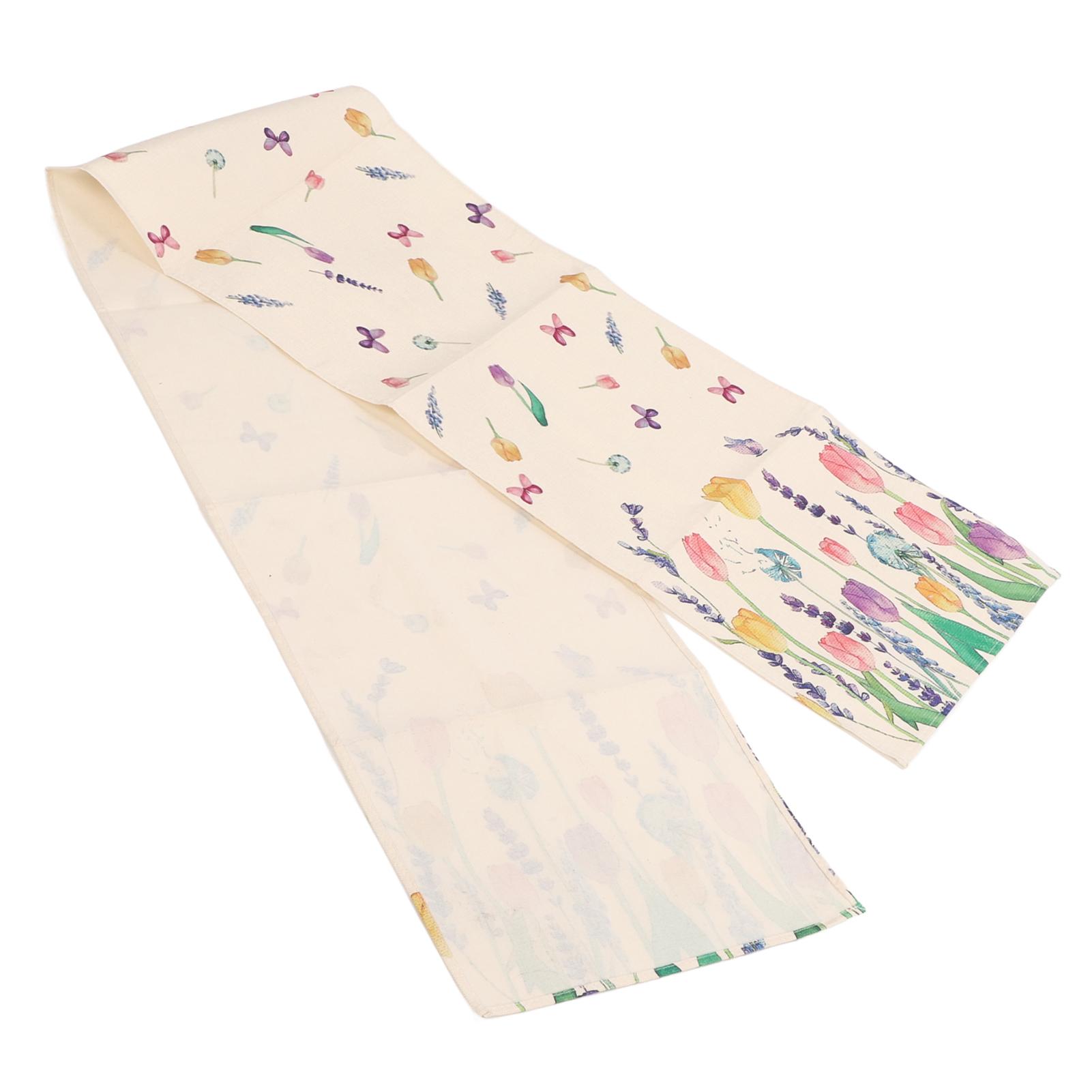 

Rectangle Table Runner Floral Pattern Reusable 70.9x11.8in Waterproof Tear Resistant Linen Table Runner for Parties