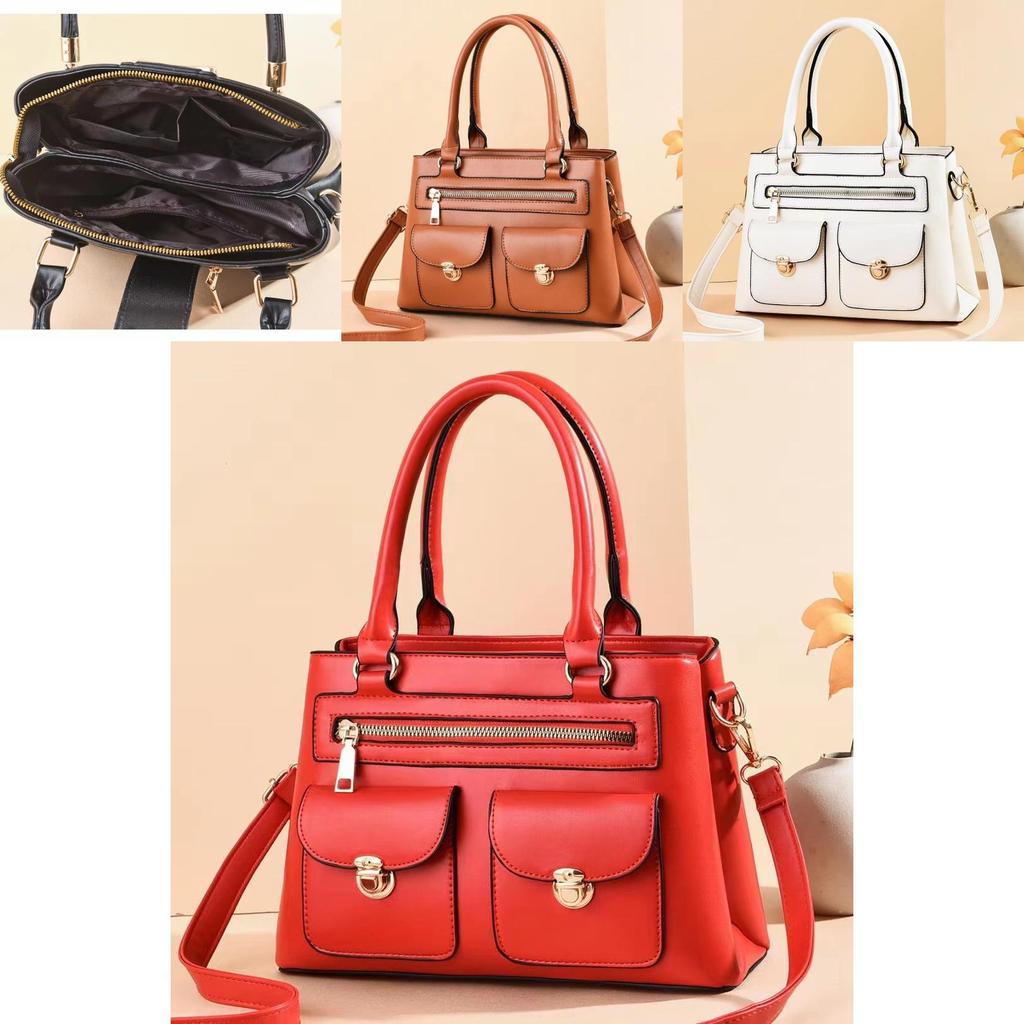 Vintage European Style Pu Large Tote Bag For Daily Use With Inner Pockets