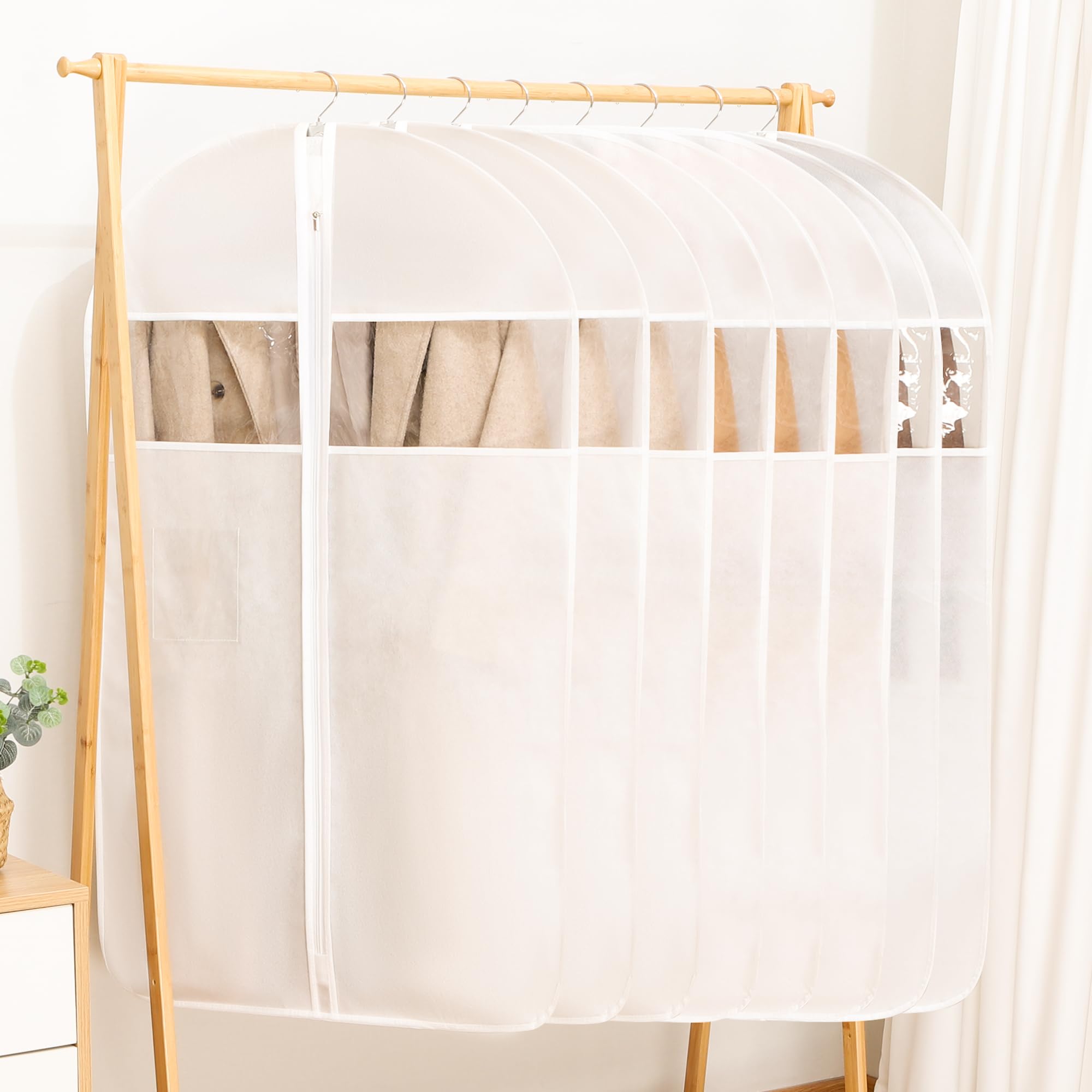 

TITIROBA Clothing and Made of Thick and with Clear Window and Ideal for Storing and Coats PEVA Durable 8 Pieces Covers, Dustproof, Insect-Proof, белый