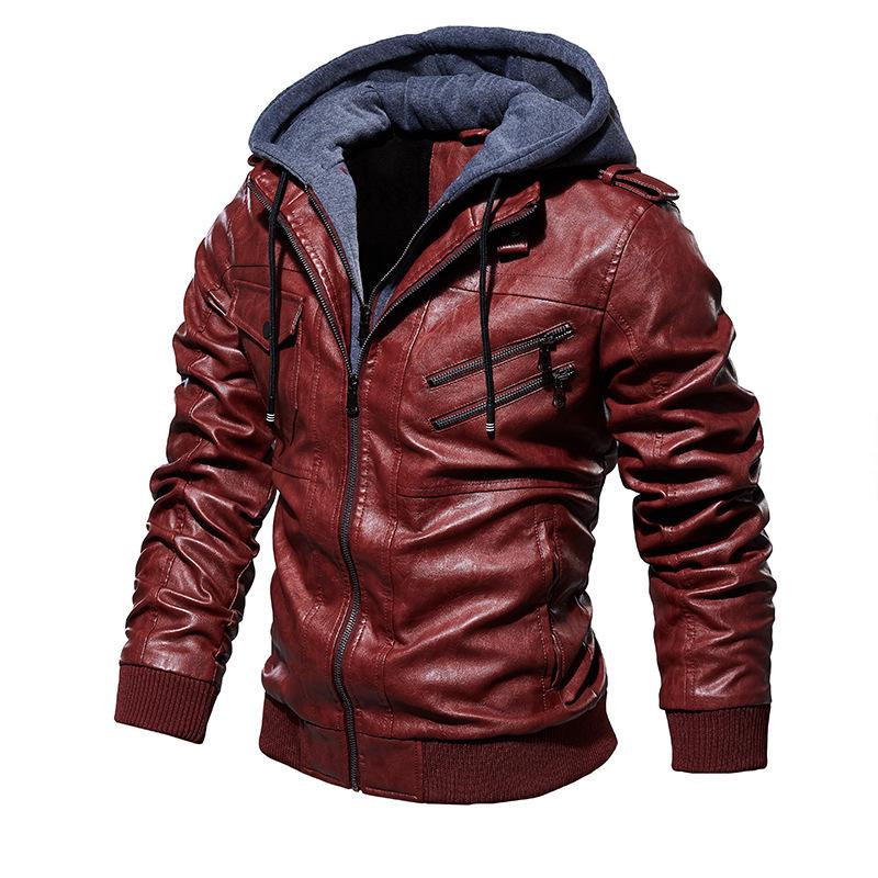 Men's Hooded PU Leather Jacket & Coat Set - Autumn/Winter 2026