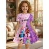 Mädchen K-POP Idol Gruppe Bedrucktes T-Shirt Kleid, Rosa Lila Funkelndes Lässiges Kleid, Geeignet für Fans und Kindergeburtstagsgeschenke