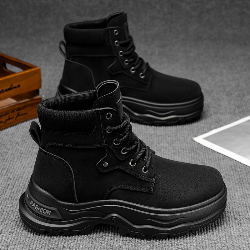 Men s Winter High-top Thick-soled Casual Retro Work Boots Men s Outdoor Sports Non-slip Hiking Shoes 39