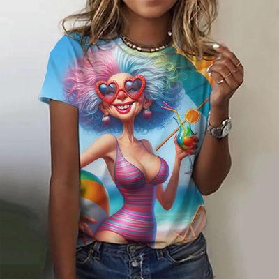 Summer Fashion  Funny Cartoon Grandma 3D Print T-shirts Women Streetwear Short Sleeve T Shirt O-neck Tees Tops Clothing