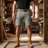 Pantalones Cortos Cargo para Hombre con 6 Bolsillos, Cierre de Botón, Cintura Elástica, Color