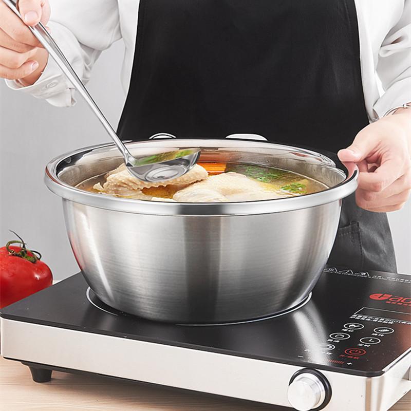 304 Thicken Stainless Steel Salad Bowl Food Mixing Bowls Egg Beater Bowl Fruit Vegetable Basin Kitchen Utensils
