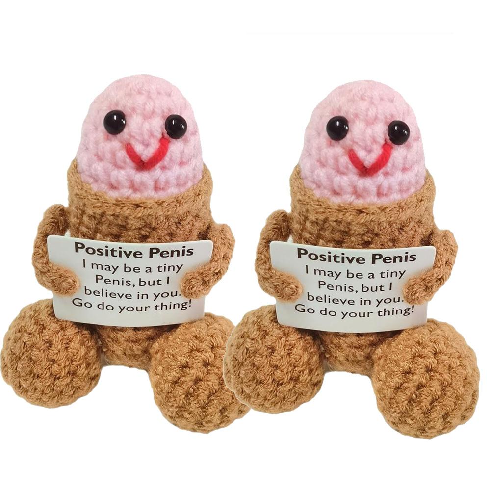 Knitted Funny Crochet Dick Positive Gifts Emotional Support Dick Ornament Boyfriend Husband Desk Ornament Room Decor Doll Gift