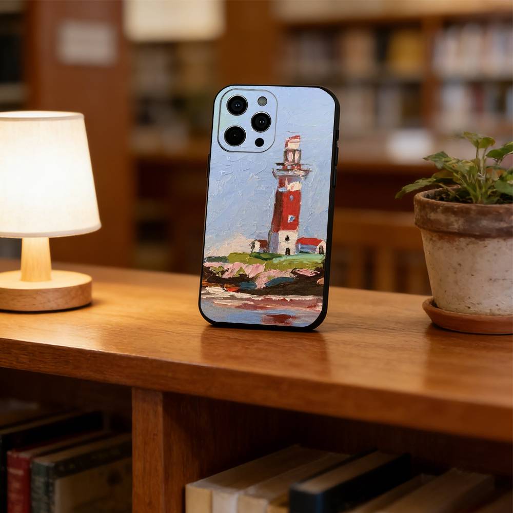 Art oil painting of a lighthous Phone Case For iPhone 17, 16,15,14,13,12,11 Plus,Pro Max, Others Soft Black Cover