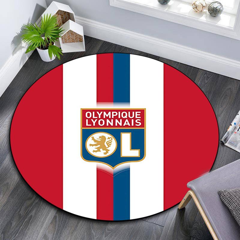 Olympique Lyonnais Round Area Rug,Carpet Rug for Living Room Bedroom Sofa Playroom Decor,Non-slip Floor Mat
