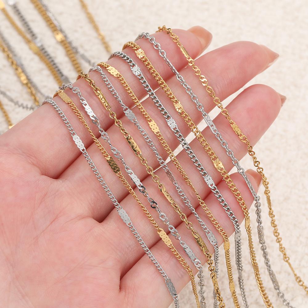 1Meter/Pack Stainless Steel Link Chains Bulk Gold Color Necklace Chains for DIY Bracelet Necklace Jewelry Making Accessories