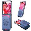 For Motorola Razr 50 Ultra 5G Case with Card Bag Compatible with MagSafe Denim Texture Leather Back Cover