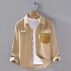 Spring Autumn New Arrival Men Shirt Daily Casual Pure Cotton Long Sleeve Shirts Korean Pocket Sttiching Shirt Youth Popular Tops 3XL