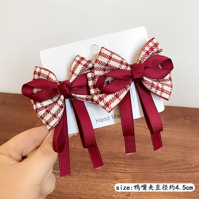 2pcs/set New Cute Plaid Ribbon Bowknot Hair Clips for Baby Girls Handmade Bows Hairpin Barrettes Headwear Kids Hair Accessories