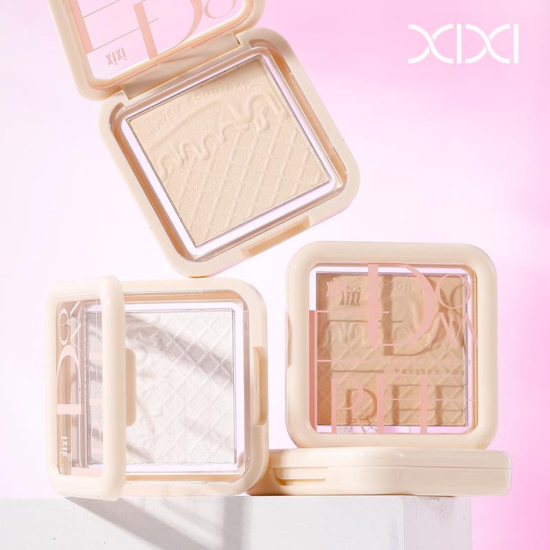 Xixi Chun Fu Glutinous Setting Powder Foundation - Natural, Lightweight, Oil-Control, Daily Touch-Up with Puff