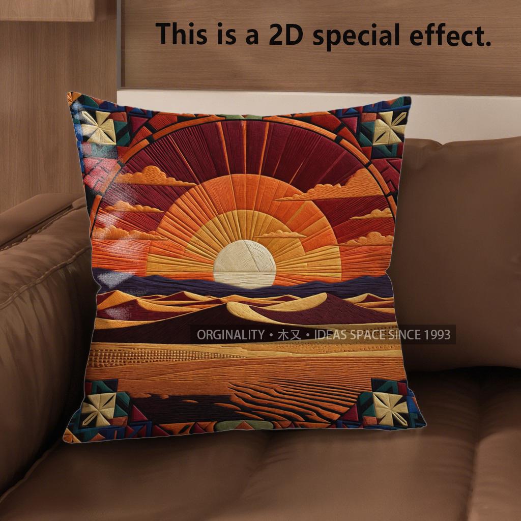 2D Southwestern Desert Sunset Boho Pillow Covers Pattern Cushion Cover Suitable For Sofa Bedroom Car Pillow Cover