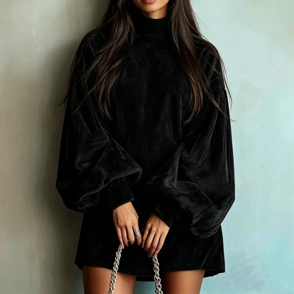 Women's Casual Loose Fit Long Sleeve Pullover Dress for Everyday Wear