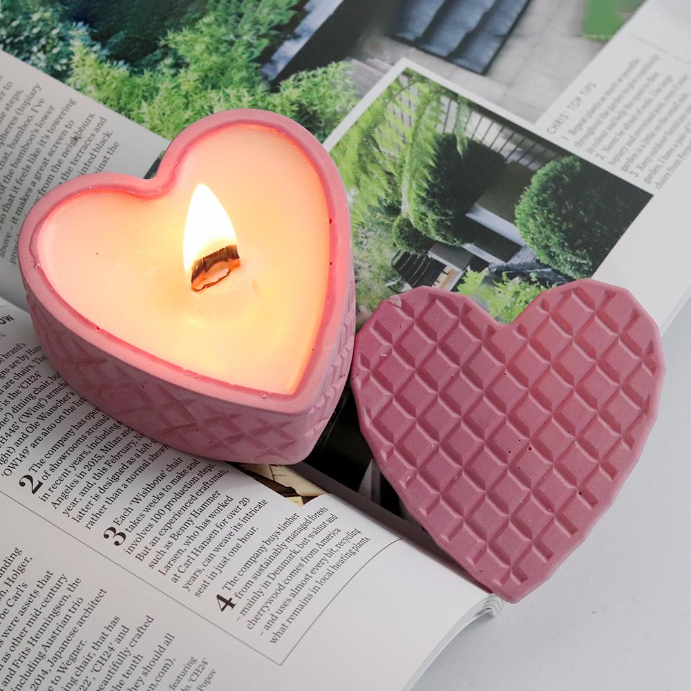 Woven Heart Candle Jar Cement Silicone Mold DIY Concrete Storage Box Craft Gift Making Plaster Resin Casting Mold Home Art Decor