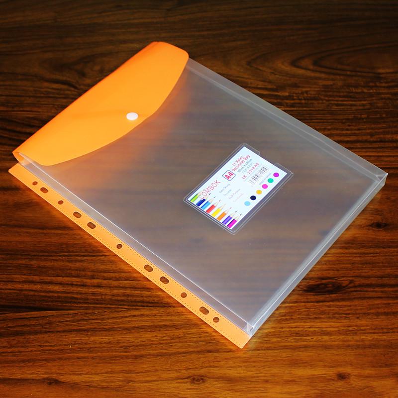 PP Creative A4 Transparent 11-Hole Loose-Leaf File Bag with Button and Label