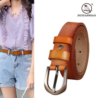 Vier Jahreszeiten Verfügbar Neuer Damenledergürtel Koreanischer Vintage Leder Zweite Schicht Gürtel Lässiger Dekorativer Hosengürtel