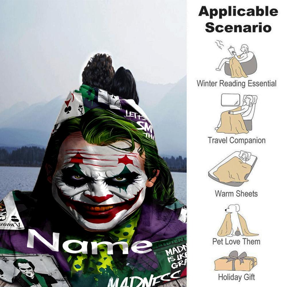 Customiz Name Personality Joker Blanket Soft &Warm Sofa Office Bed Travel Lunch Break Blanket, Gift Suitable All Seasons