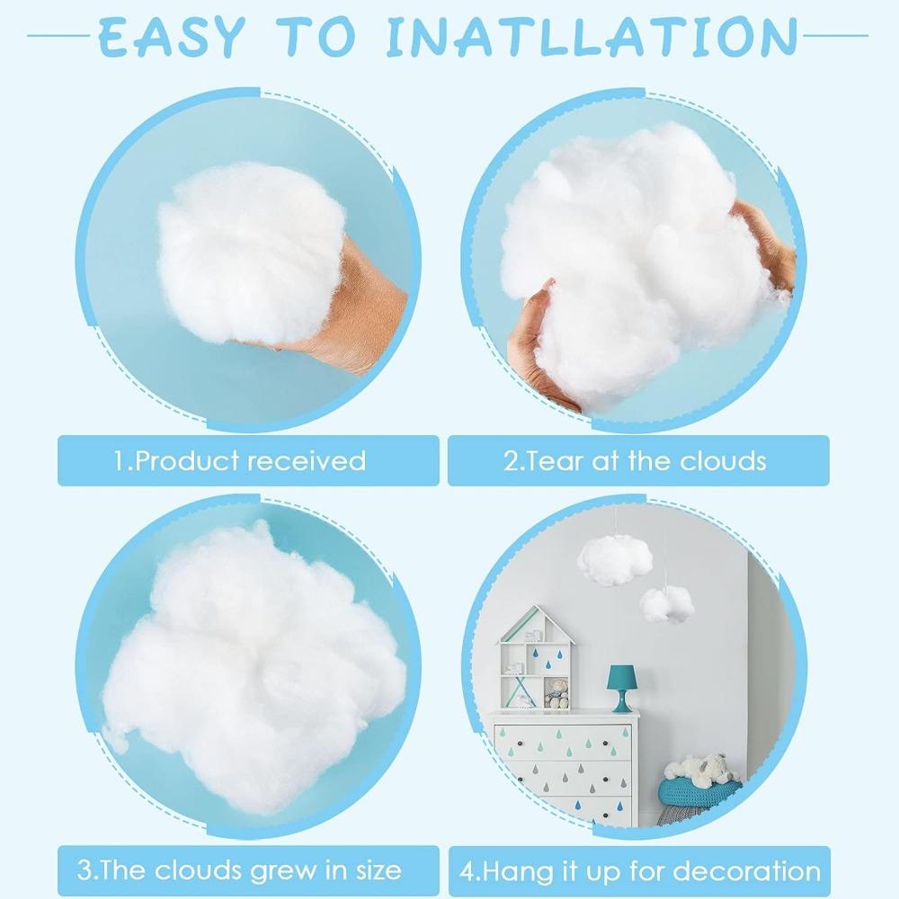 6pcs Cotton Simulation Cloud Decorations 3D Artificial Fake Clouds Props, Clouds for Ceiling, Room DIY Cloud Decor Art Stage Wedding Party