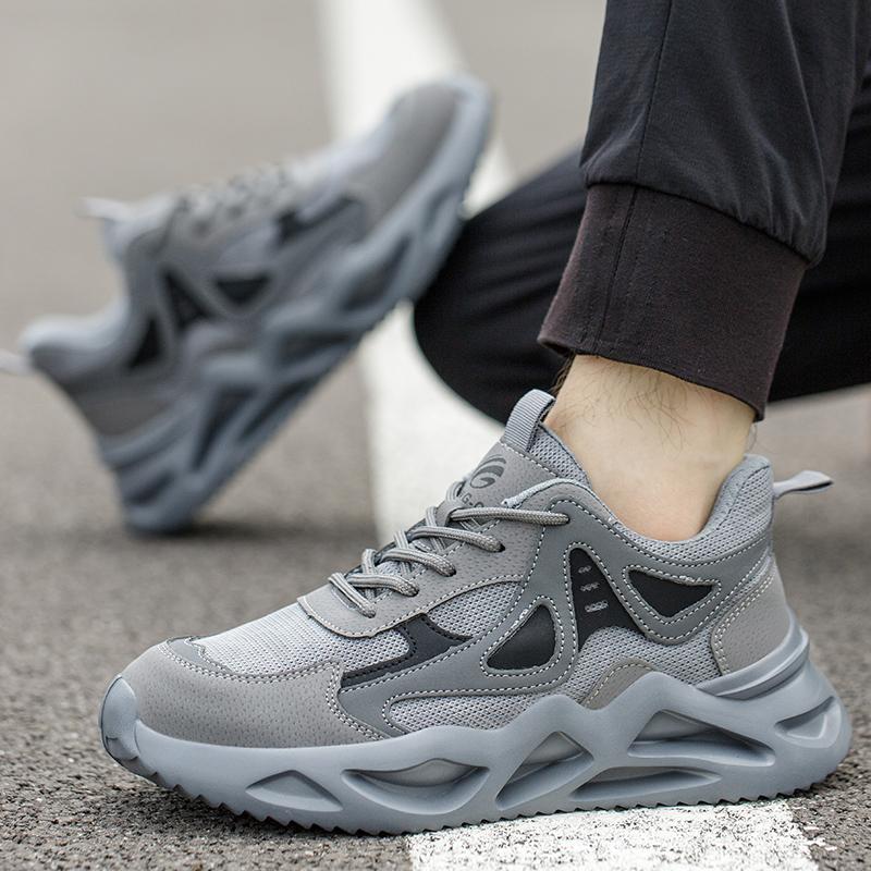 Unisex Work Shoes Lightweight Steel Toe Safety Boots Breathable Anti-Smash Sneakers All-Season Casual Footwear for Exploitation