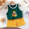 2Pcs/Set Children Sets Kids Vest Suit Set Summer Cotton T-Shirt Girl Shorts Clothes Children Boys Girls Sleeveless Suit