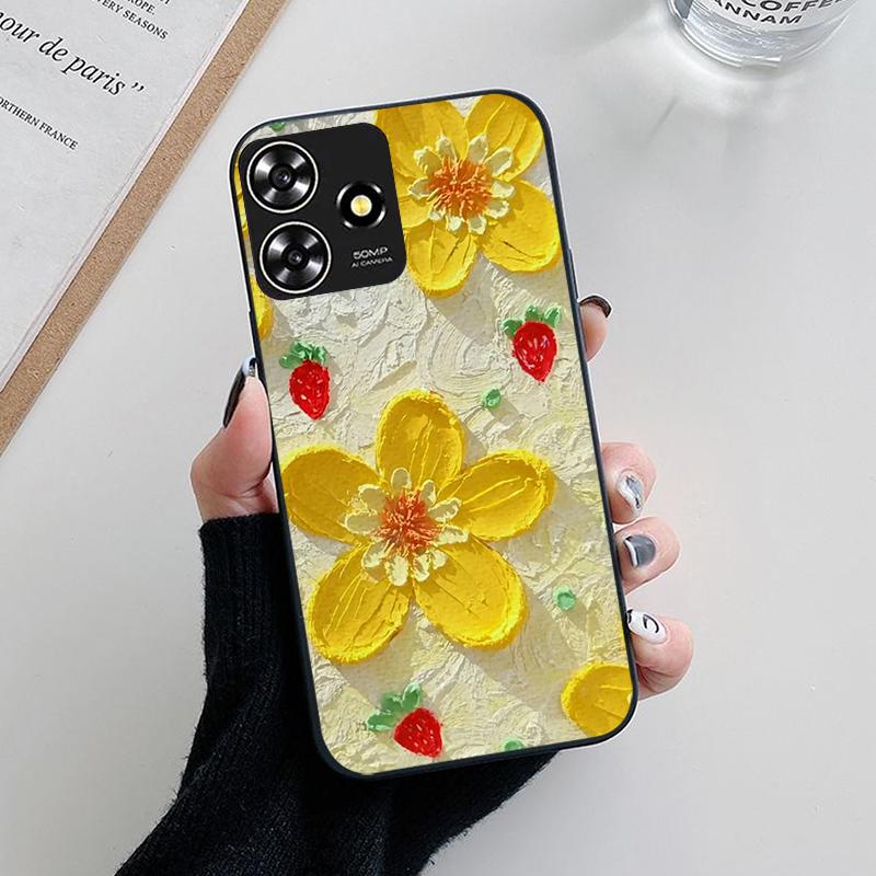 Pre ZTE Blade V50 Dizajnové puzdro Kvetinové maľované silikónové puzdrá Pre ZTE Blade A73 4G / V50 Smart Axon 50 Lite Puzdro TPU kryt Fundas
