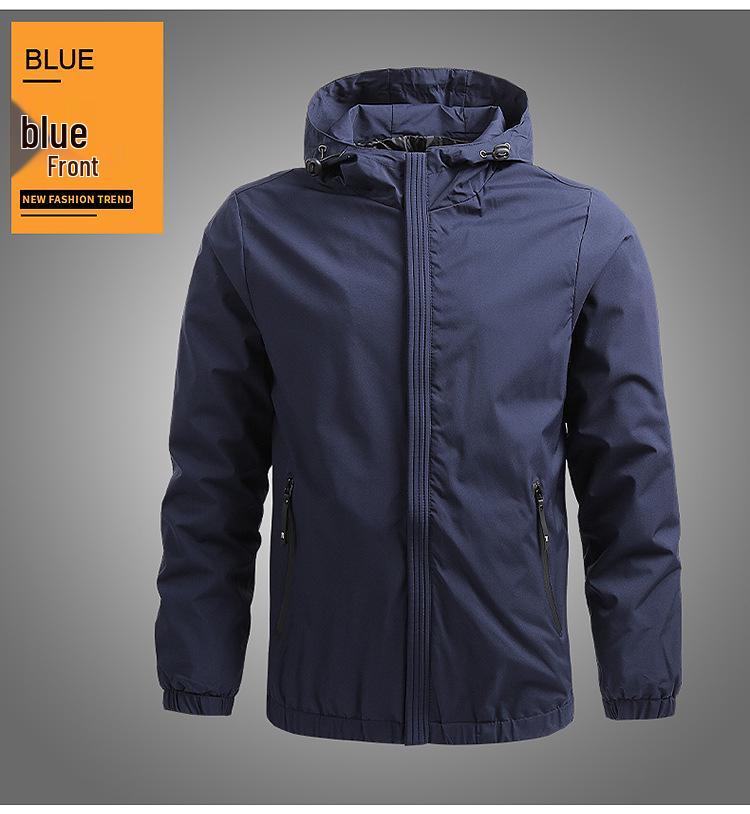 Giacca con Cappuccio da Uomo Taglie Forti Stile Coreano - Colore Unito, Manica Lunga, Collo a Revers, Nuovo Capospalla Primaverile