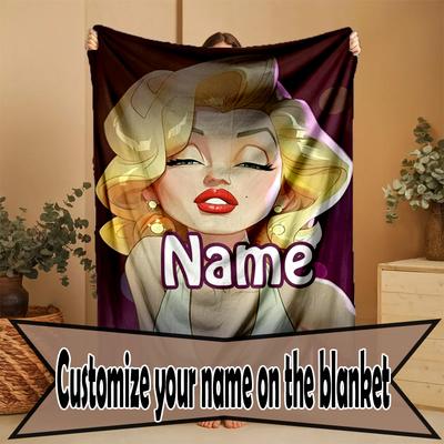 Benutzerdefinierter Name Personalisierte Marilyn Monroe Druckdecke, Heimdekoration, Schlafzimmer, Sofa, Camping, Couch, Geschenke für Geburtstag Weihnachten