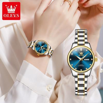 Reloj de Pulsera para Mujer Relojes de Moda de Negocios Correas de Reloj de Acero Inoxidable Reloj de Cuarzo para Mujer Impermeable Semana Fecha Reloj de Pulsera