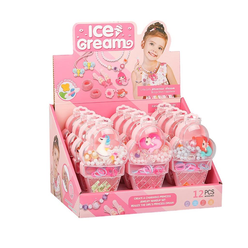 DIY Bead Jewelry Making Kit for Girls, Unicorn Mermaid Necklace Bracelet Craft Set with Storage Box 5pcs
