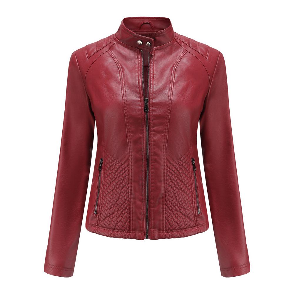 Women's Autumn & Winter Casual Leather Jacket - Simple European/American Trend Thin Coat, Long Sleeve Motorcycle Style