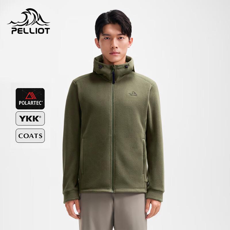 PELLIOT Men's Outdoor Windproof Warm Hooded Fleece Jacket