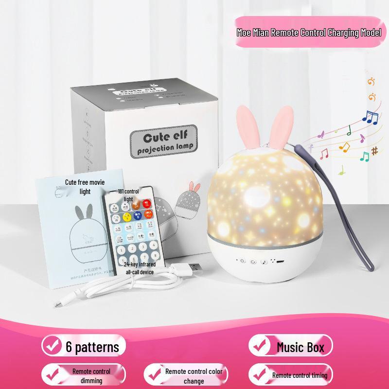 Rabbit Starry Sky Projector Light, Bluetooth Music Night Light, Ideal Birthday Gift