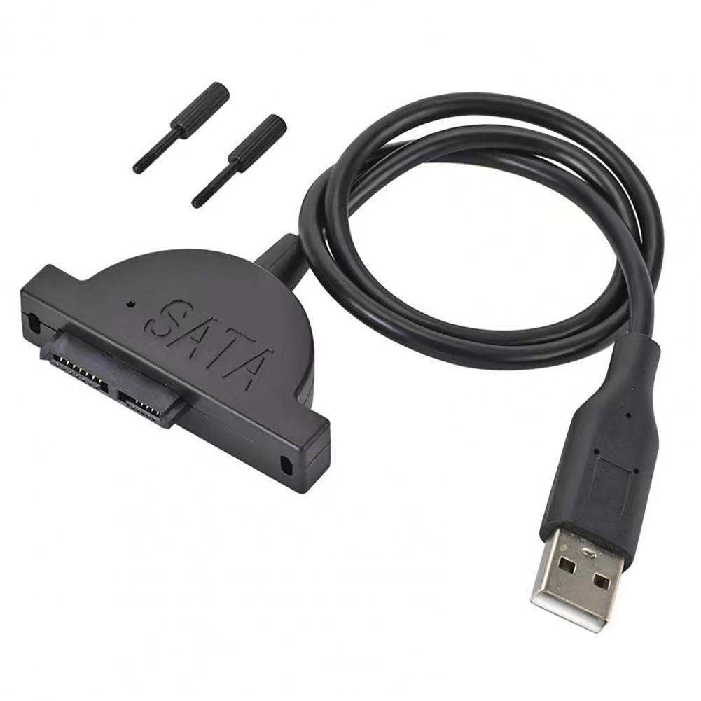 Optical Drive Adapter Cable Usb 2.0 Sata Cable High Speed Usb 2.0 to Sata Adapter Cable for Laptop Dvd Rom Drive for Optical чёрный