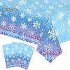 3/6 Pack Christmas Tablecloth Winter Holiday Snowflake Dining Tablecloth Plastic Disposable Table Cover for Christmas Party Decoration