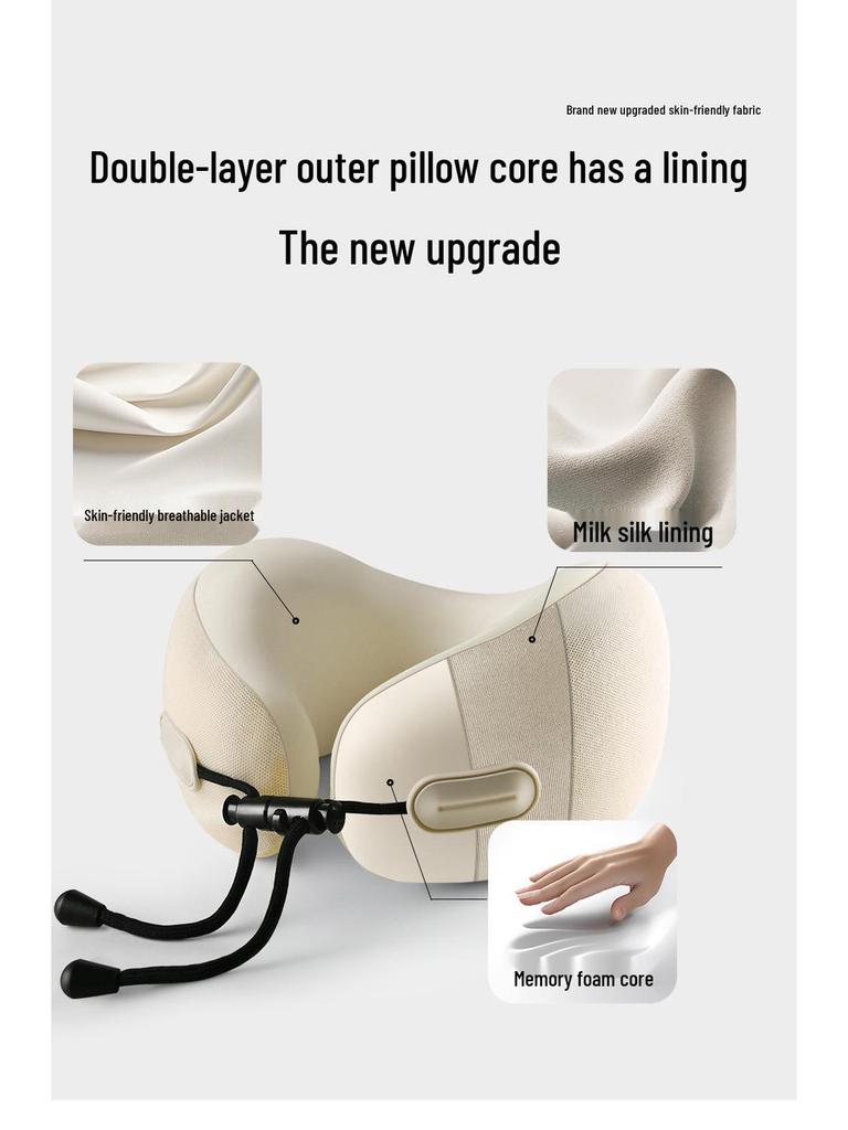 U-Shaped Memory Foam Travel Pillow with Storage Box – Anti-Head Tilt Neck Support for Side Sleepers