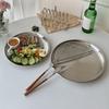4pcs Stainless Steel Silver Plates, Korean Style Grilled Meat Plates, Household Circular Trays, Bone Plates, Cake Plates