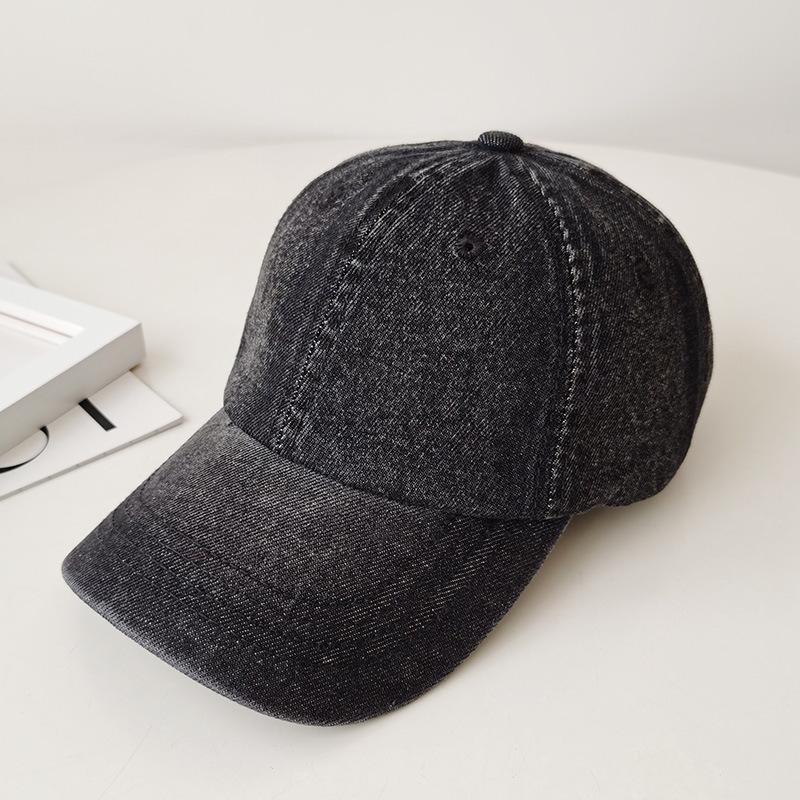 

Класична одноколірна джинсова бейсболка для чоловіків і жінок, невелика шапка з м’яким верхом, новий капелюх від сонця adjustable чорний