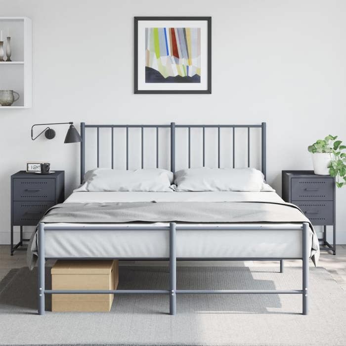 VidaXL Bedside Tables 2 Pcs Anthracite 36x39x60.5 Cm Steel, Cabinet, Side Cabinet, Phone Stand, Table of 846463