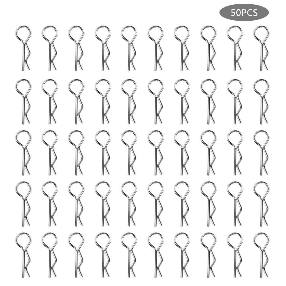 50pcs R Clips R Shape Pins RC Parts Accessory Fit for 1 10 HSP RC Car Vehicle ModelSilver