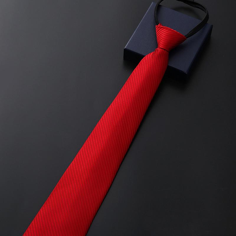 Elegant 8Cm Lazy Ties Blue Black Red Striped Men Shirt Business Dress Zipper Tie Neckties Accessories Wedding Groom