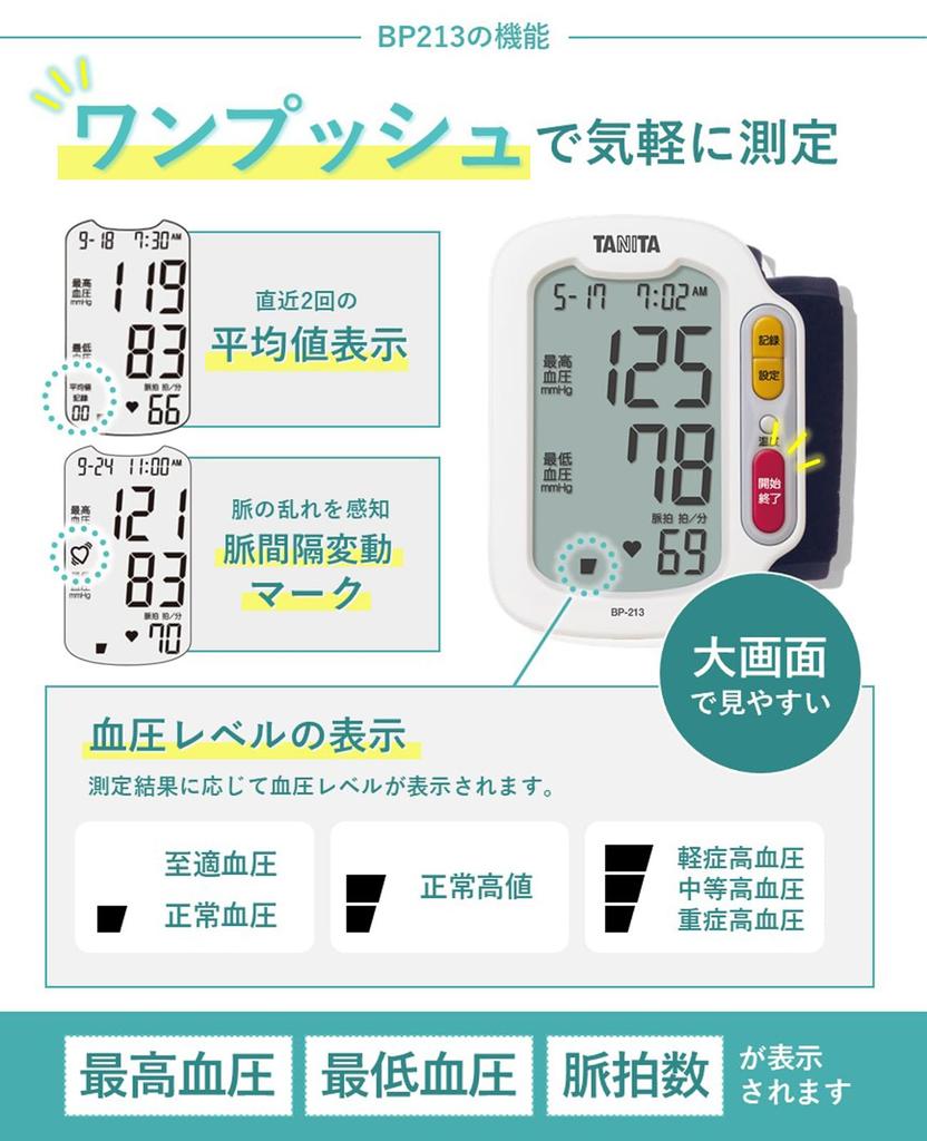 Tanita Wrist Blood Pressure Monitor White BP-213 BP-213-WH