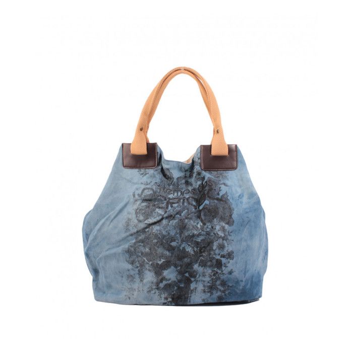 Tote Bag - LE TEMPS DES CERISES - Eco 2 Denim - Blue - Magnetic Closure - 38x54x18 Cm