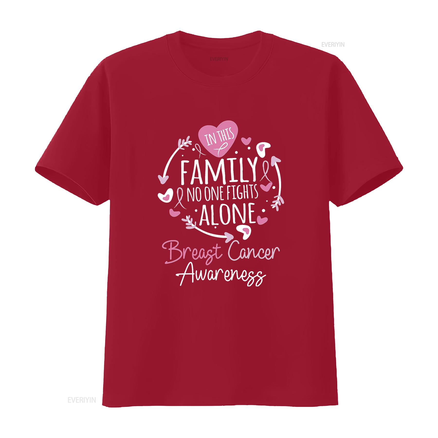 

Womens In This Family No One Fights Alone Breast Cancer Awareness T Shirt Black vintage Washed fashion Breathable Casual S