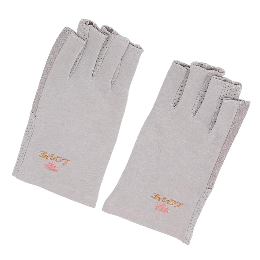 Manicure Gloves UV Protection Stretchy Breathable Fingerless Fiber Cotton Nail Lamp Gloves for Home