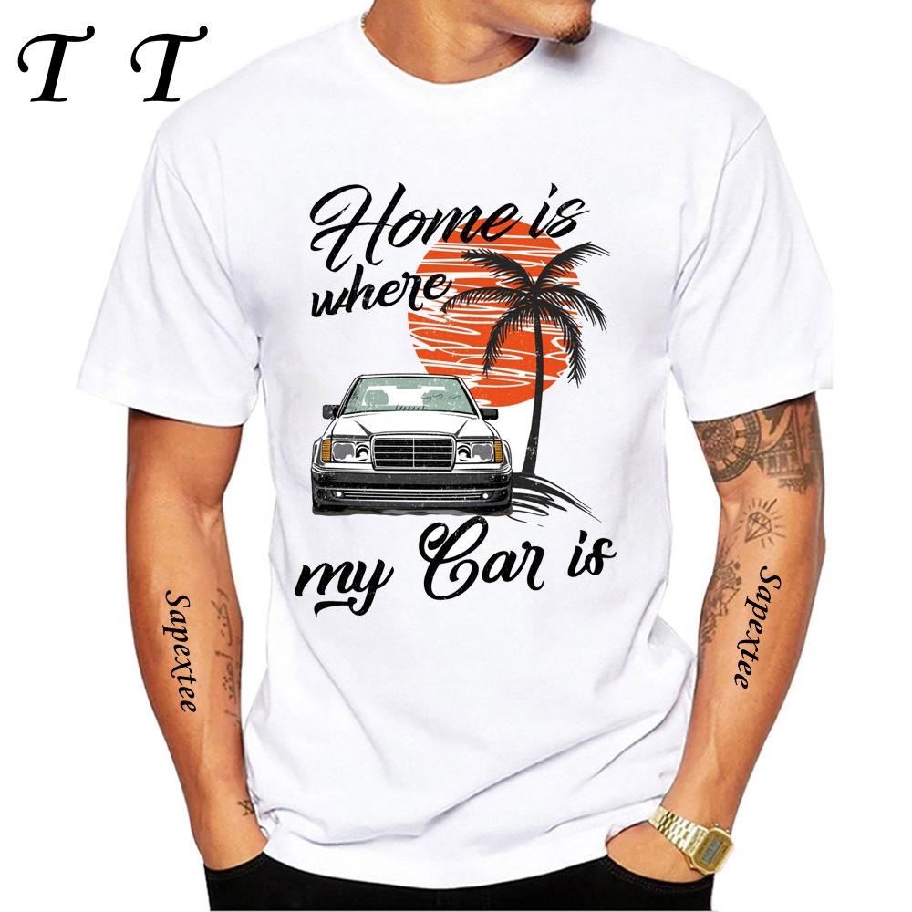 New Summer Fashion Men Short Sleeve W124  Quot Dirty Style TShirt Boy Sport Casual White Tops Vintage Car Hip HopTees